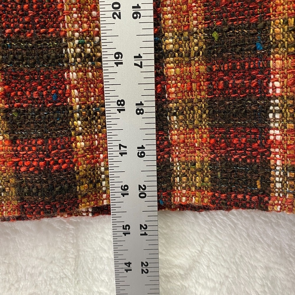 Dressbarn Tweed Short Skirt Wool Blend Sz 8 Brown Plaid Buttons Equestrian Fall - Picture 6 of 9